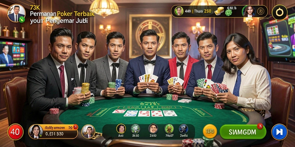Gameplay Poker yang seru dan mendebarkan di 73K.