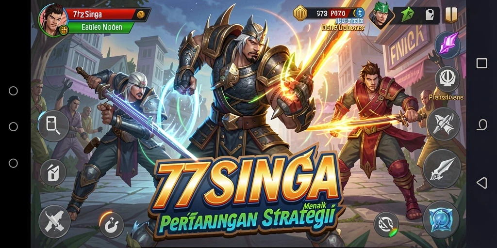 Tangkapan layar dari pertarungan seru di 77SINGA dengan karakter yang bergerak dinamis.