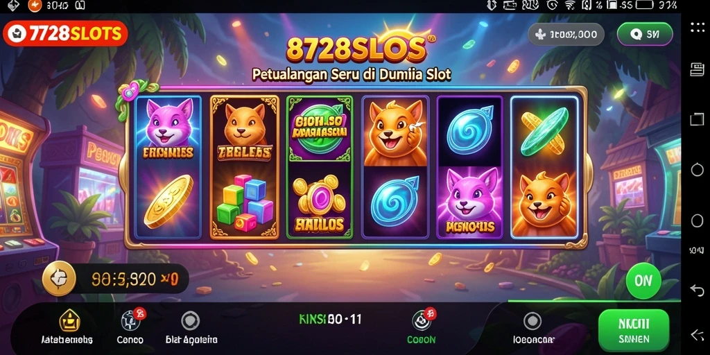 Screenshot gameplay 8728SLOTS menampilkan petualangan mendebarkan di dunia slot.