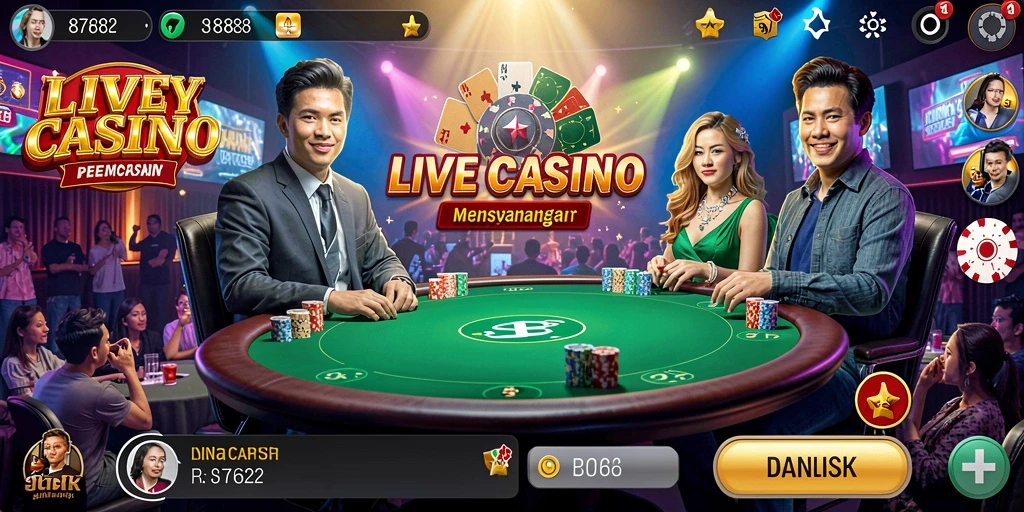 Tampilan gameplay seru Live Casino pada aplikasi 8768.