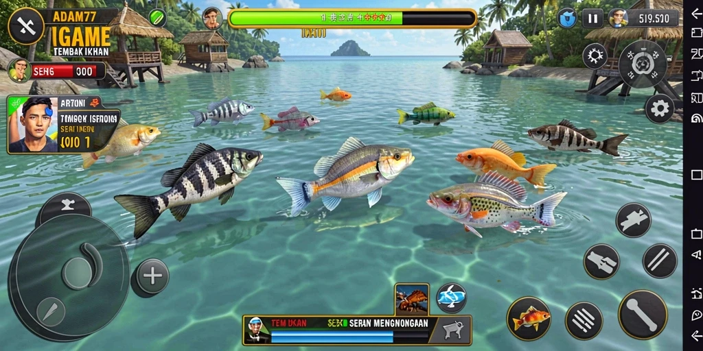 Gameplay seru ADAM77 dengan berbagai jenis ikan yang menunggu untuk ditembak.