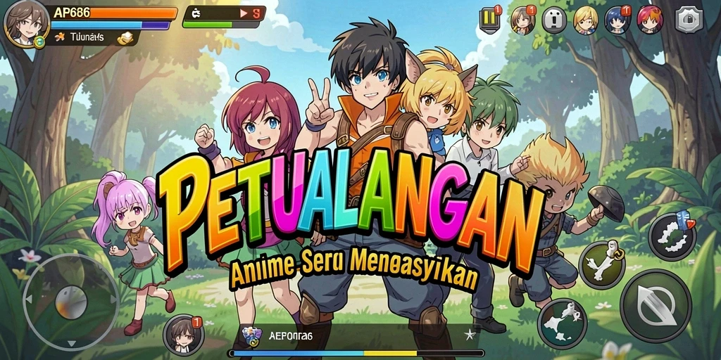 Tampilan gameplay seru di dunia anime yang menakjubkan.