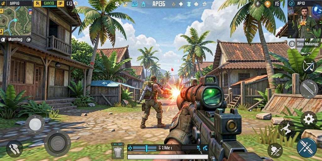 Screenshot utama API36 menampilkan aksi thrilling dalam game TPS.