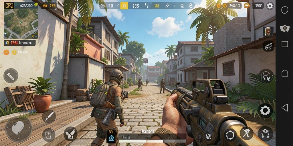 Tampilan gameplay mendebarkan dari ASIA200 di arena pertempuran.