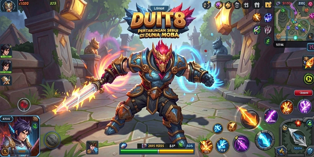 Tampilan seru gameplay DUIT8 di arena MOBA