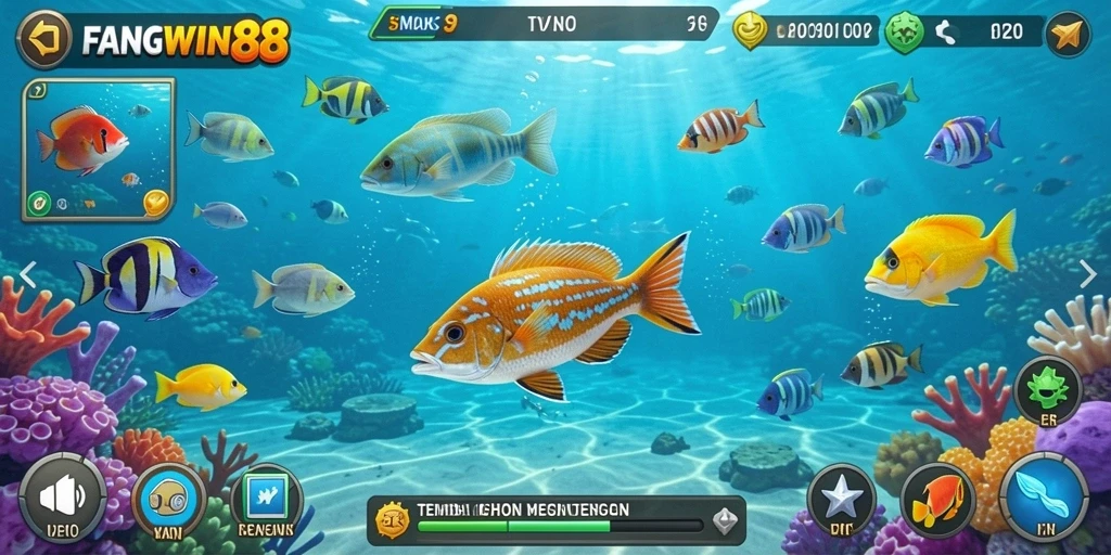 Tampilan menarik dari gameplay FANGWIN88 Tembak Ikan.