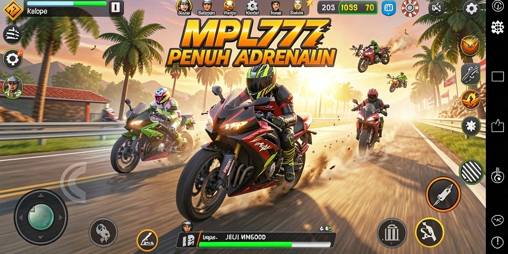 Tampilan gameplay spektakuler dari MPL777 saat bersaing di lintasan balap.