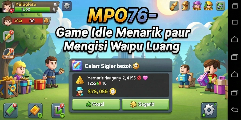 Screenshot MPO76 menampilkan gameplay santai dengan karakter unik.