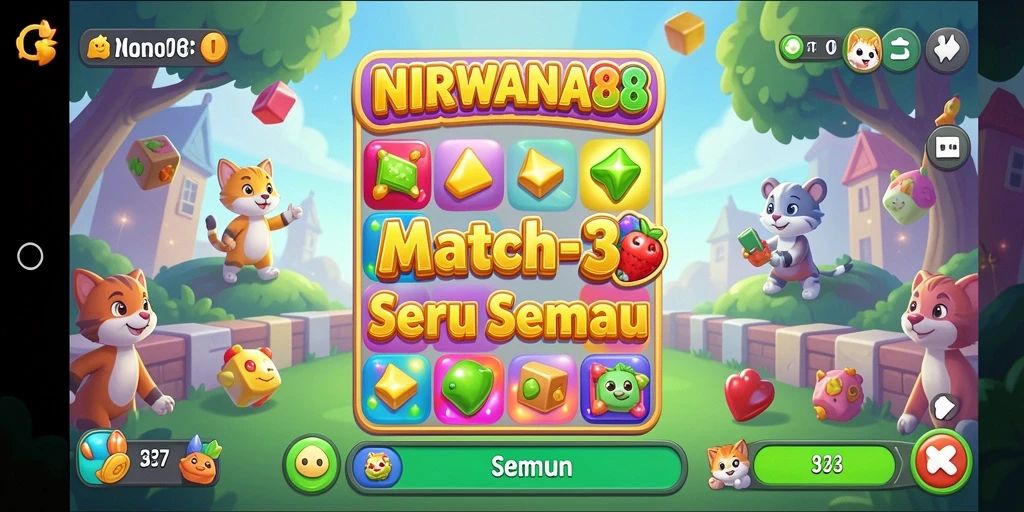Gameplay seru dalam NIRWANA88 dengan tantangan Match-3.