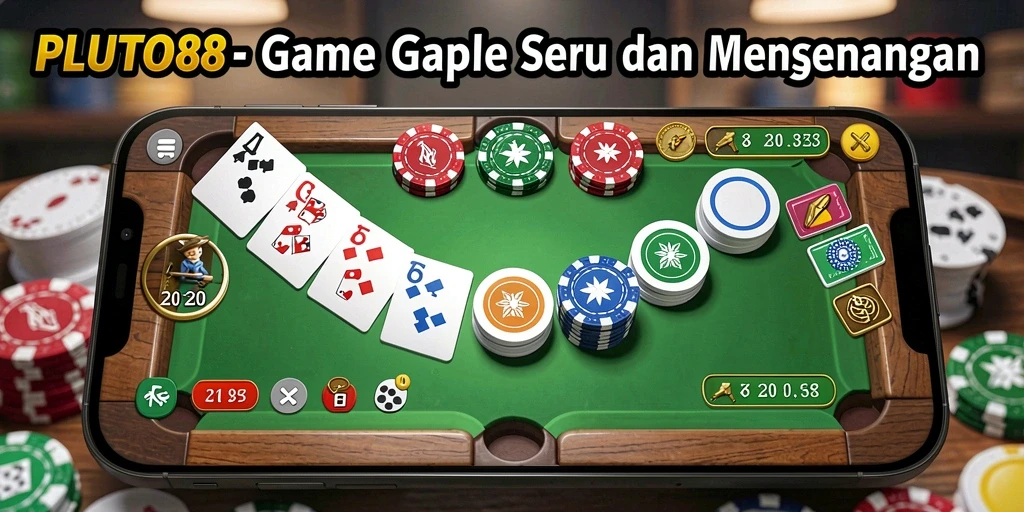 Tampilan gameplay Gaple yang seru dan interaktif di PLUTO88.