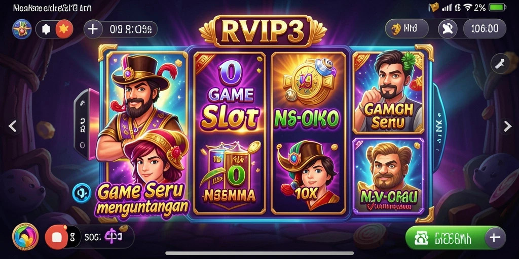 Tampilan gameplay Slot RVIP3 yang mendebarkan dan penuh warna.