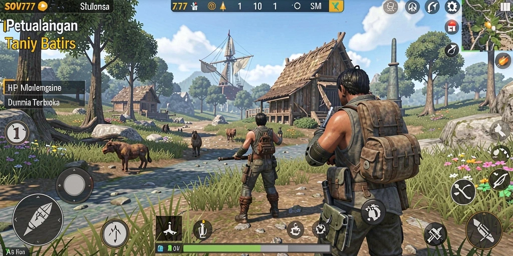 Gameplay SOV777 yang menampilkan petualangan di dunia terbuka.