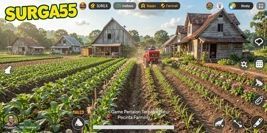 Tangkapan layar SURGA55 menampilkan gameplay bertani yang seru dan interaktif.