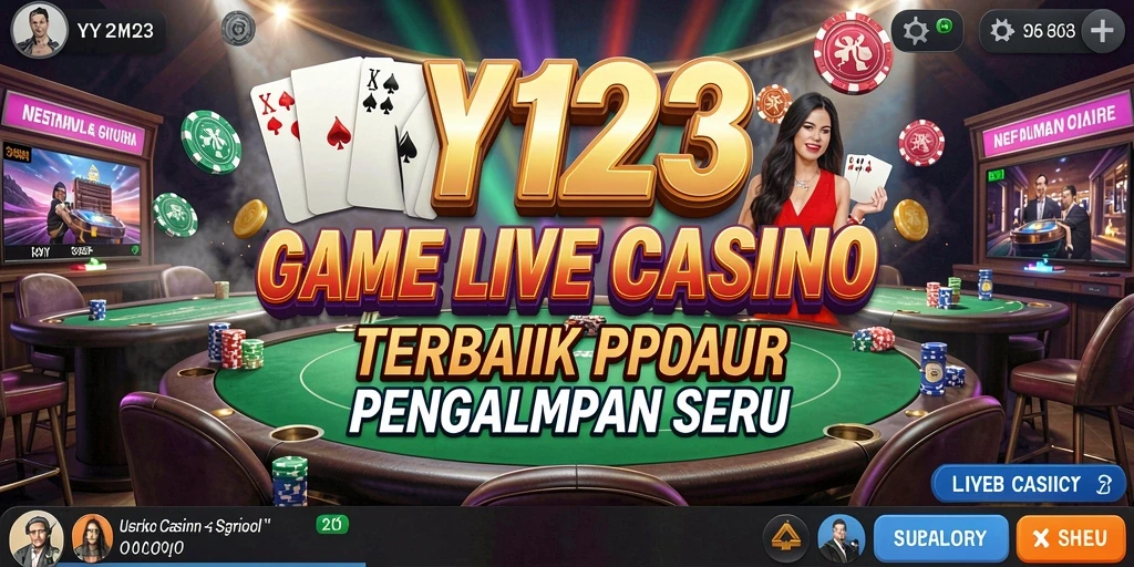 Tangkapan layar gameplay <strong>YY123</strong> dengan dealer langsung di meja permainan Live Casino.
