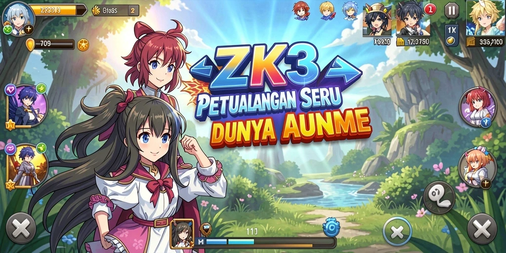 Tampilan gameplay ZK3 dengan karakter animasi yang dinamis.